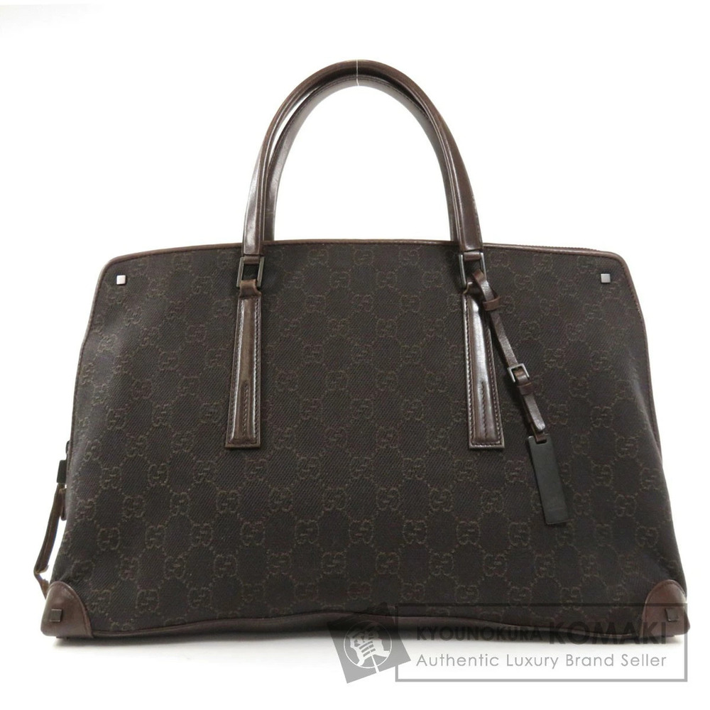 Gucci GG canvas tote bag brown leather trim